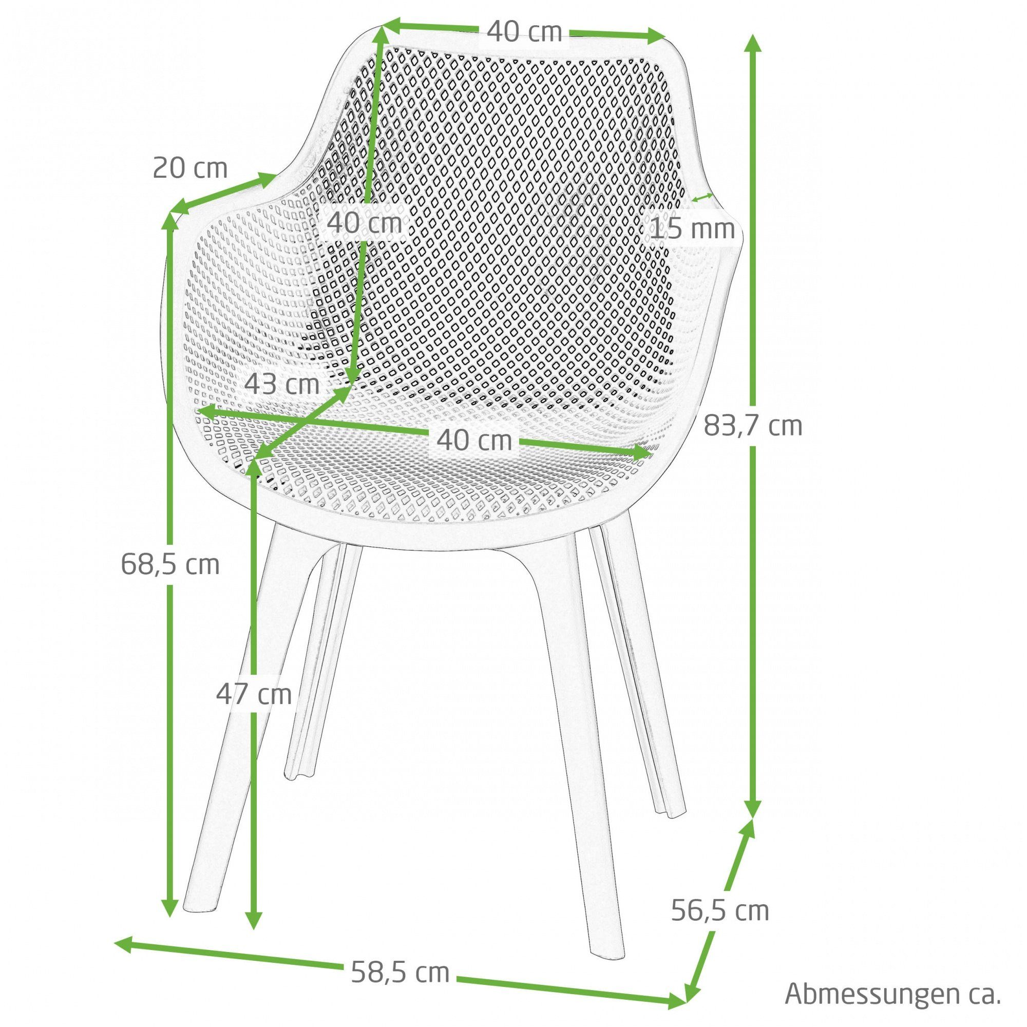 Raburg Gartenstuhl JASPER, verschiedene Farben, Design-Schalenstühle mit Armlehnen (4er-Set), ergonomisch & perforiert, sehr stabil & super bequem, bis 150 kg