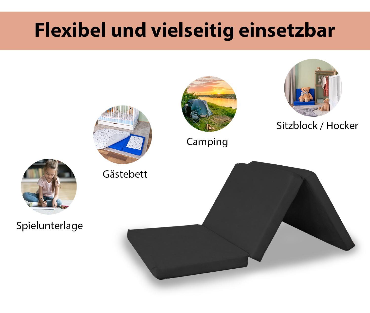 Klappmatratze Komfort Reisebettmatratze Faltmatratze, Alcube, 4.5 cm hoch, (Set, praktischer Tragetasche), Reisebettmatratze 60x120 cm - Matratze für Baby