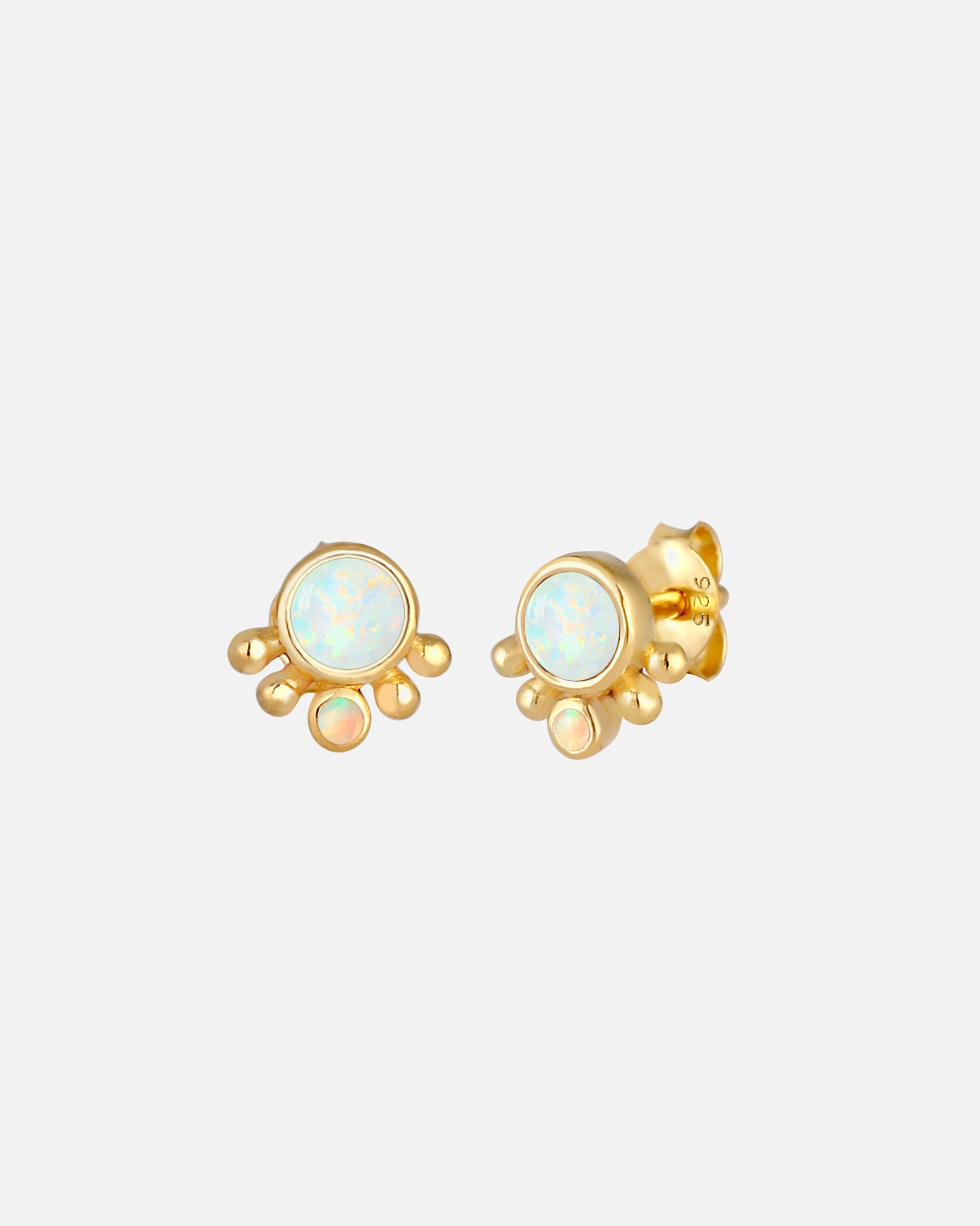 Orecchini Elli rotondi a punta da donna con opale vintage in argento sterling 925 e placcati oro