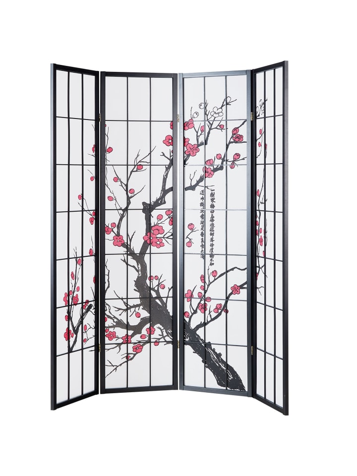 Homestyle4u 4-tlg. Paravent in Schwarz 176x179 günstig kaufen onesize