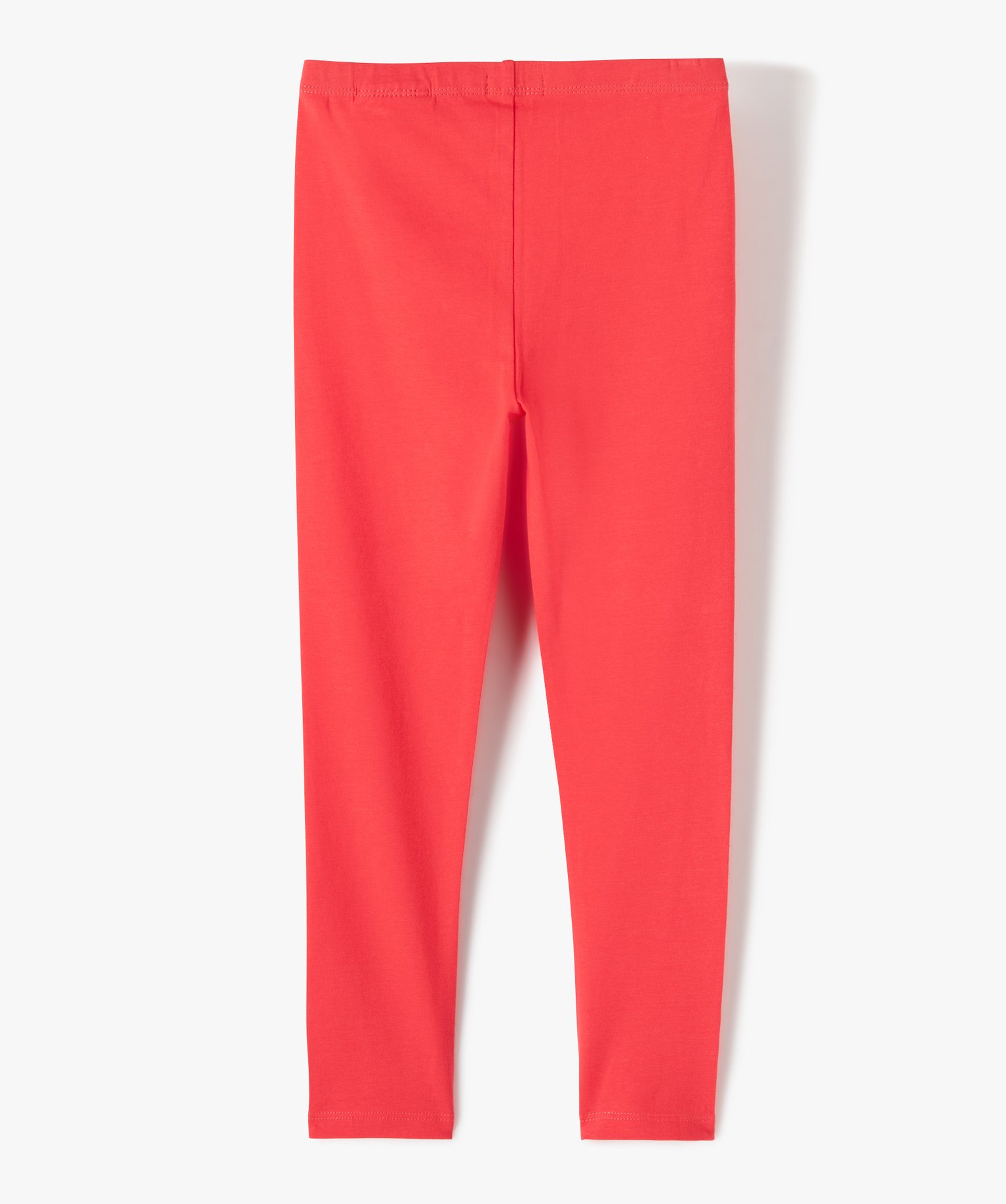 Legging fille long uni en coton stretch rouge | GEMO