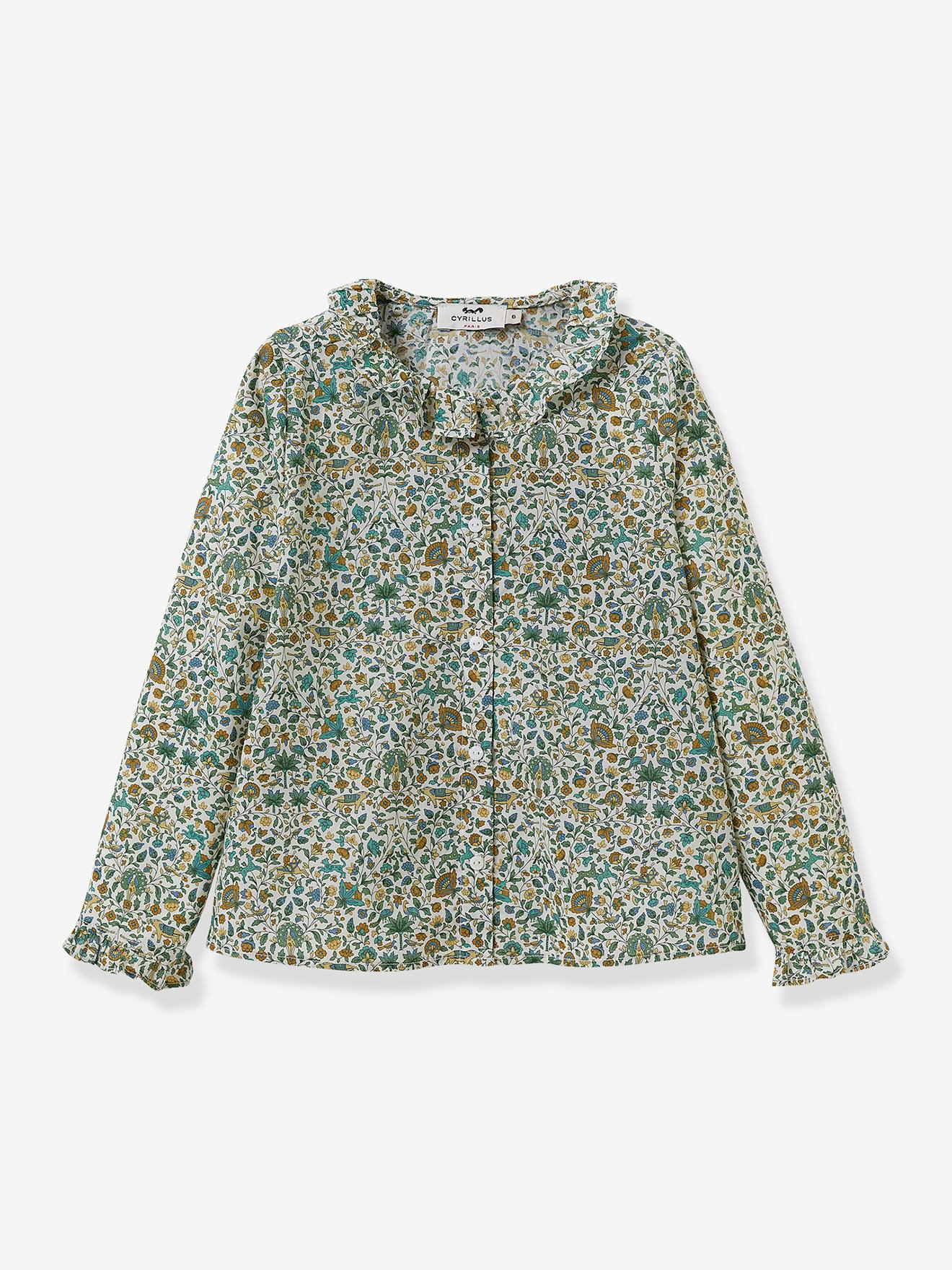 Blouse fille CYRILLUS en tissu Liberty® Imran vert imprimé