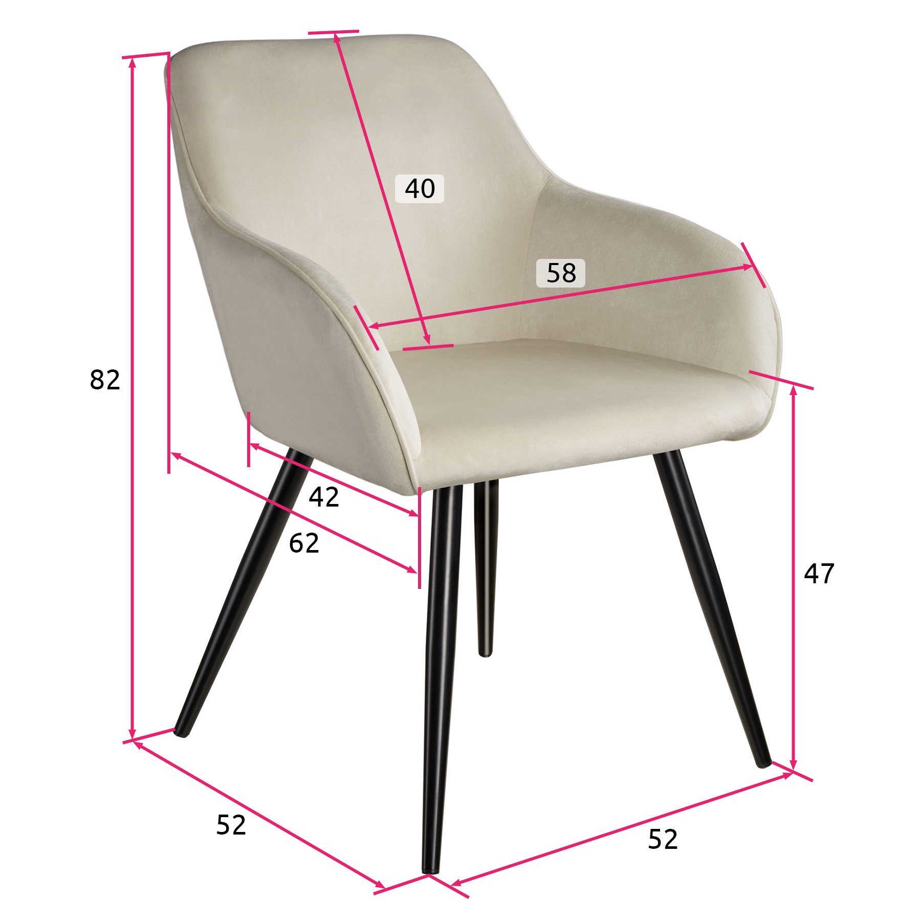 tectake Esszimmerstuhl Marilyn (4er, 4 St), Gepolstert