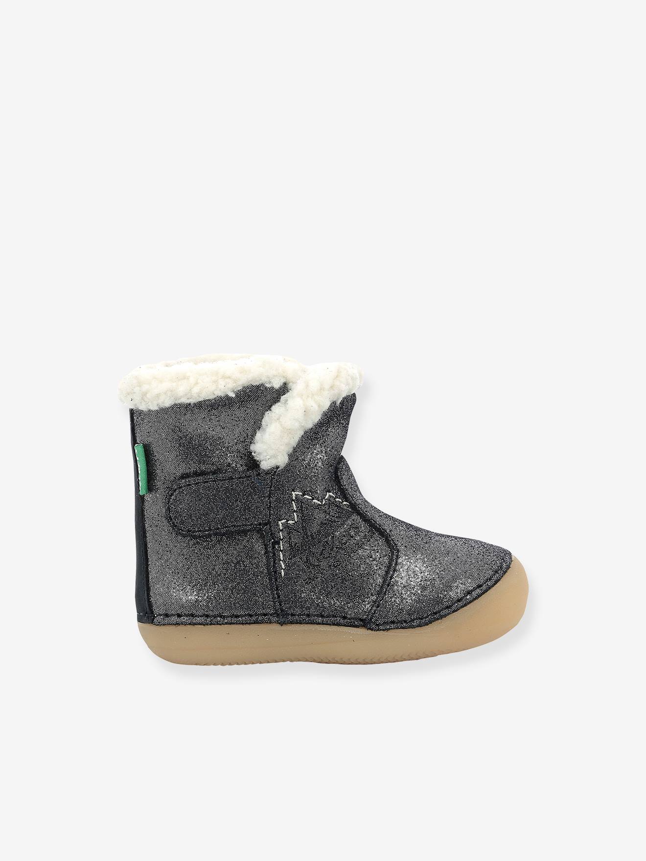 Boots fourrées cuir bébé mixte Sobooty KICKERS® 1ers pas marine