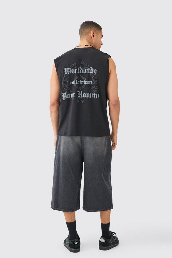 Oversize Tanktop mit Worldwide-Print