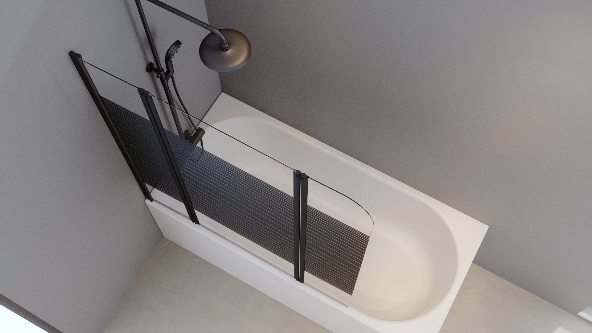 Marwell Badewannenfaltwand BLACK LINES, Einscheibensicherheitsglas, (3 tlg), mit Sichtschutz, Breite: 125 cm