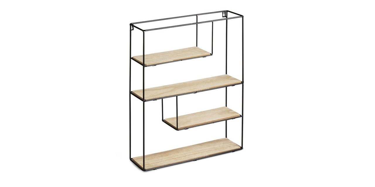 Lifa Living Wandregal Bilbao aus Holz und Metall, 55 x 45 x 11 cm