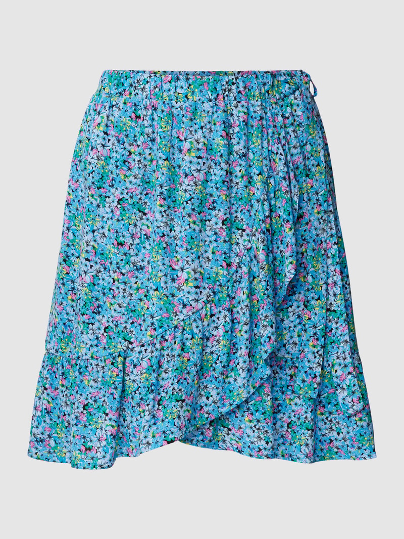 Knielanger Rock aus Viskose mit Allover-Muster Modell 'NOVA' in bleu