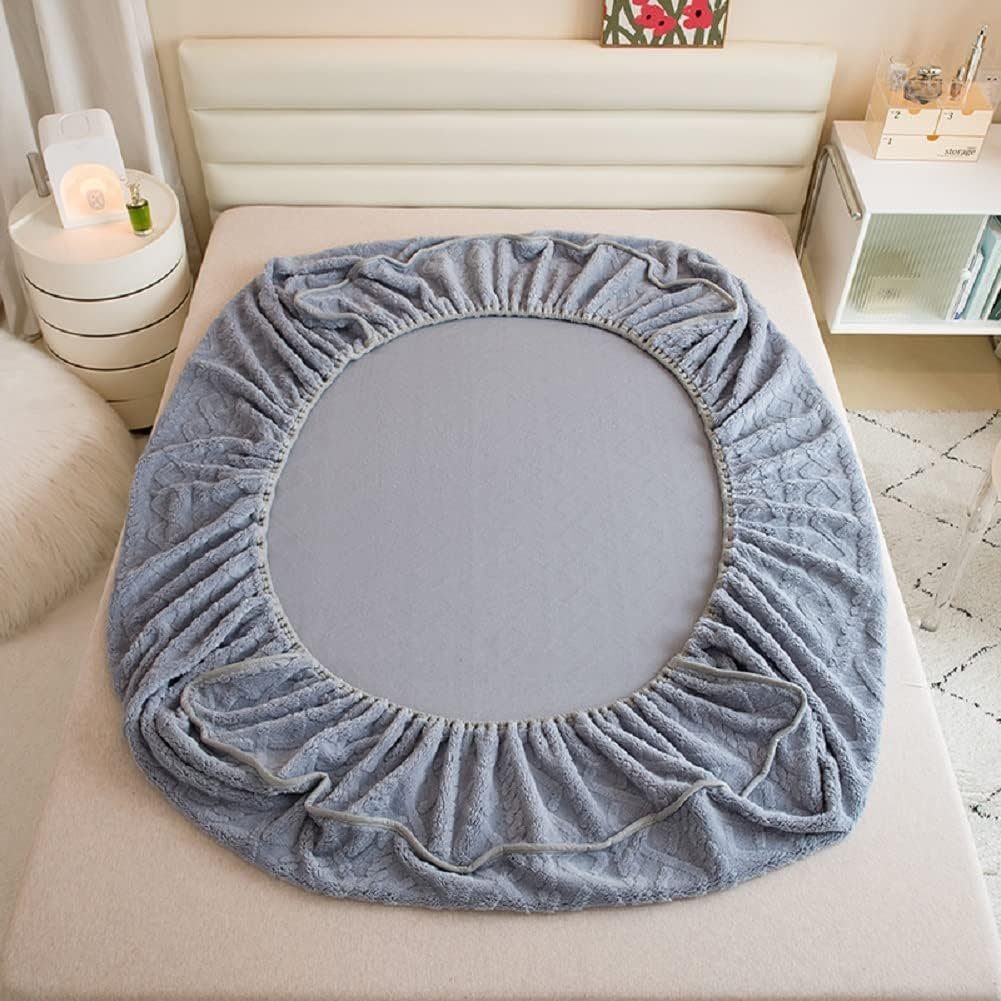 Matratze, Decken, Spannbetttuch, Spannbettlaken Flauschig Warme Jacquard Muster grau 180cmx200cm, FELIXLEO