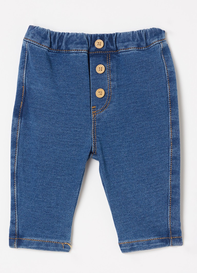 Benetton Tapered chambray jeggings with decorative buttons