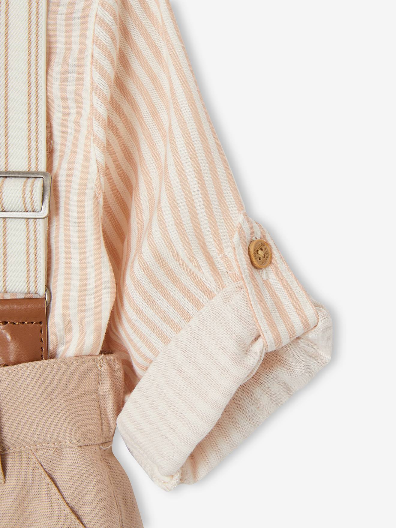 Vertbaudet Festliches Baby-Set: Hemd, Shorts & Hosenträger - taupe