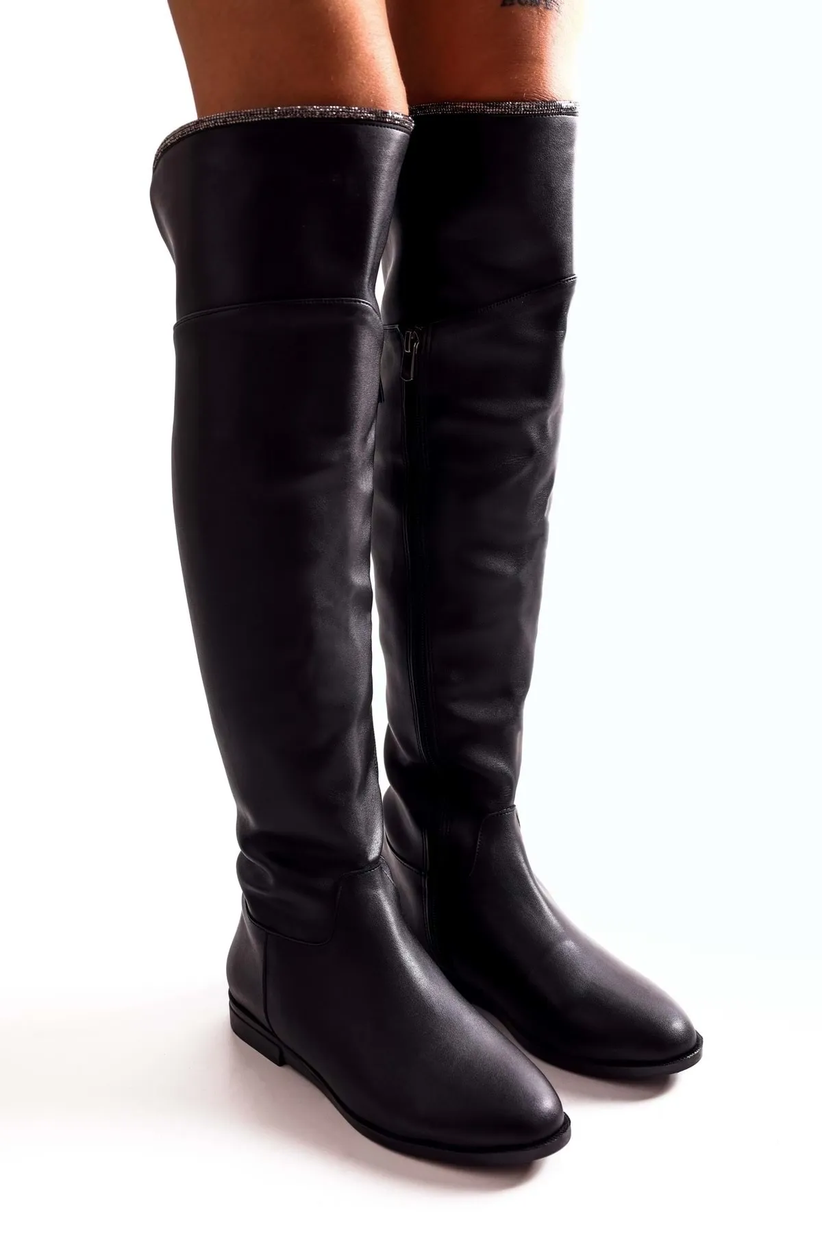 Shoeberry  Damen Toon Black Skin Stiefel Black Skin
