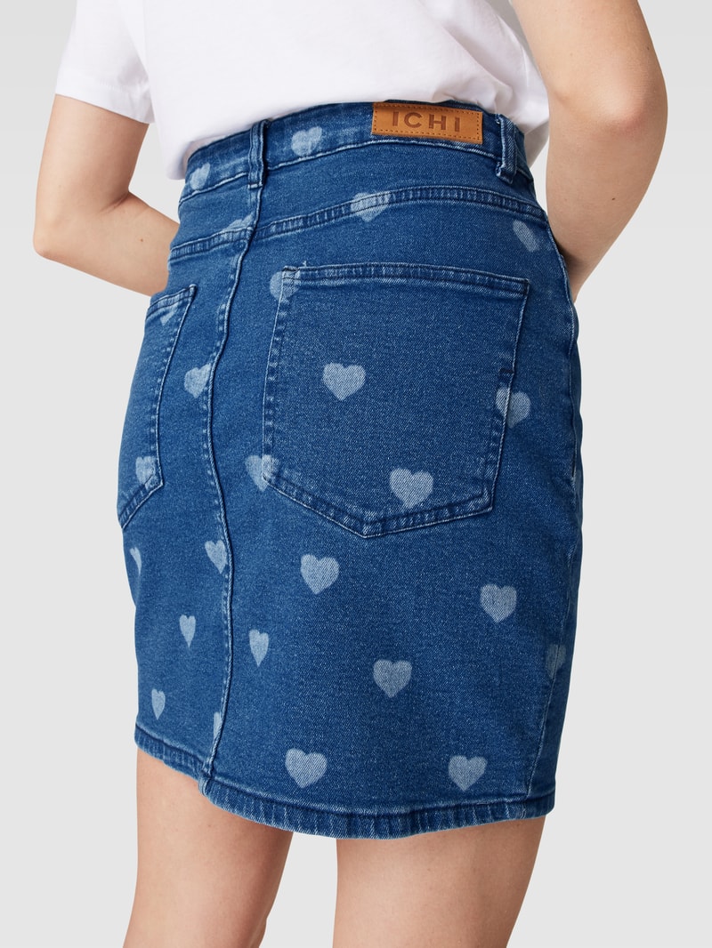 Jeansrock mit Allover-Print Modell 'Piper' in blau