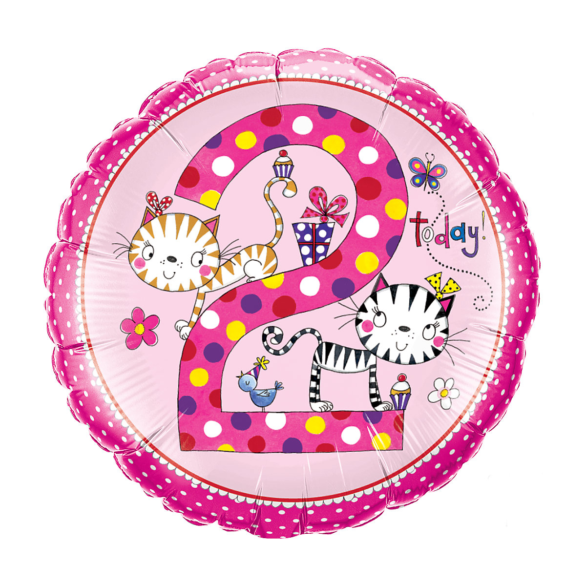 Folienballon Rachel Ellen Girls Zahl 2, 46 cm