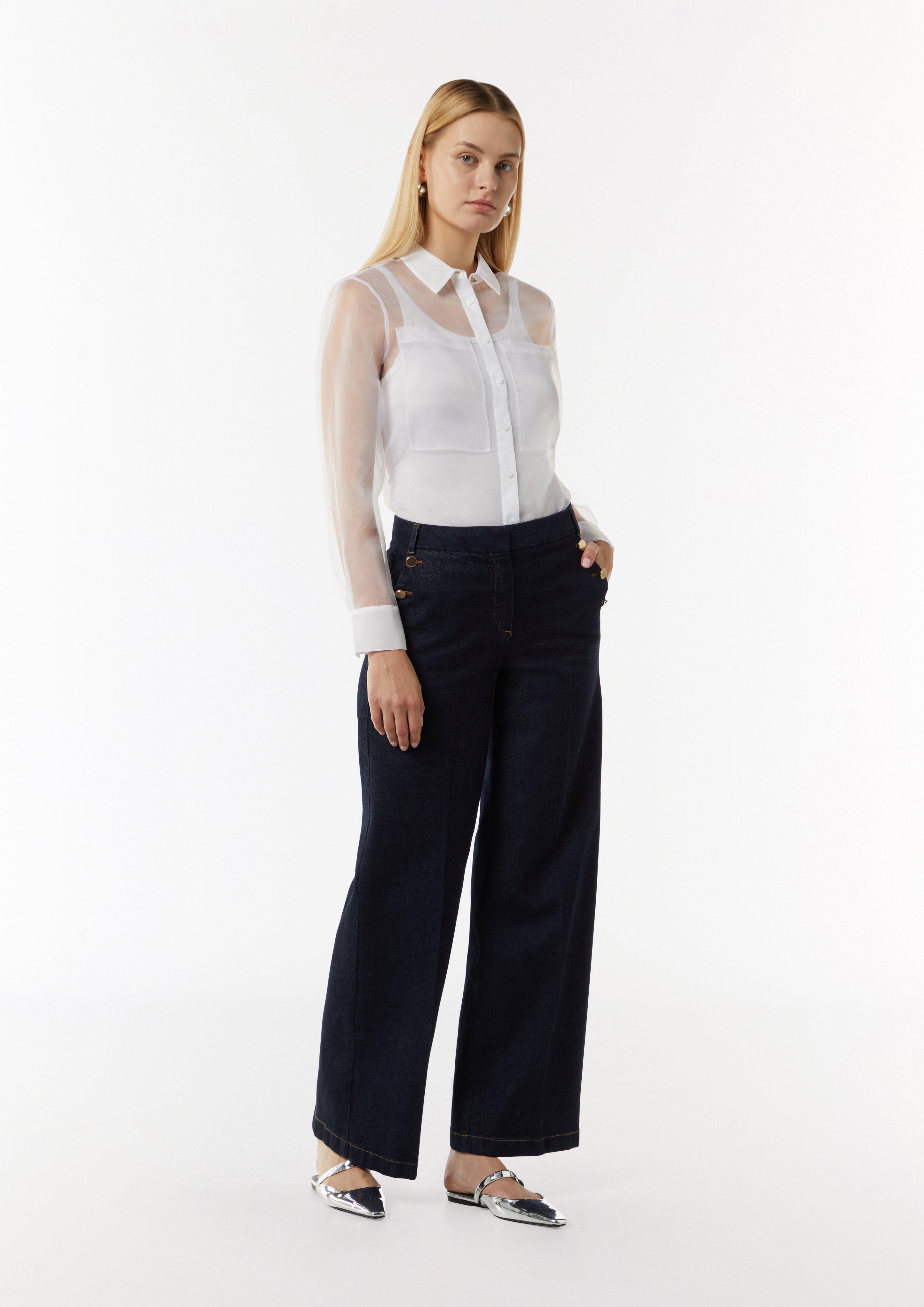Transparente Organza-Bluse im Relaxed Fit - weiß