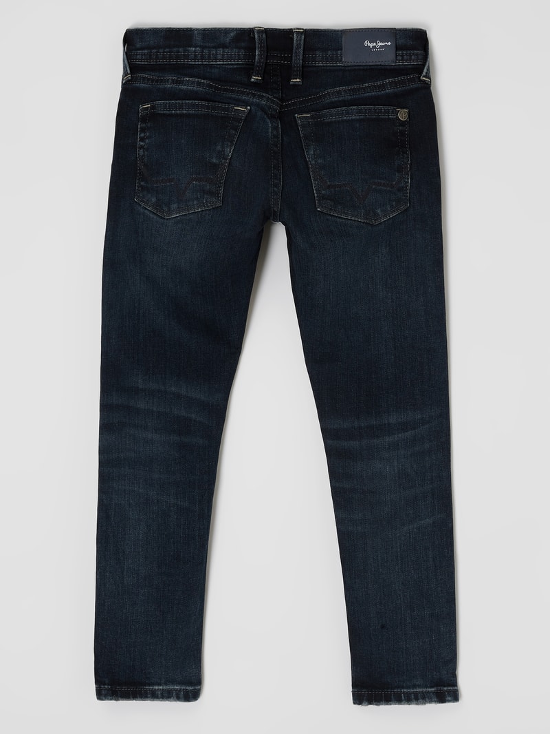 Skinny Fit Low Waist Jeans mit Stretch-Anteil Modell 'Finly' in dunkelblau