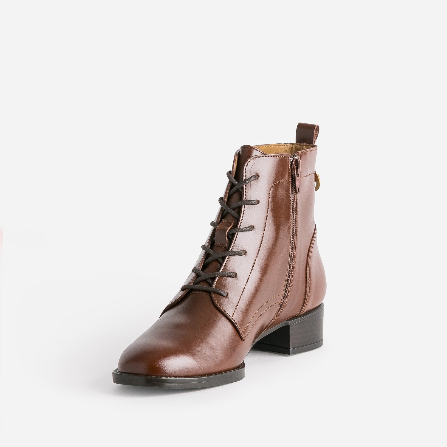 Bottine à lacet ERAM FLEX cognac en cuir