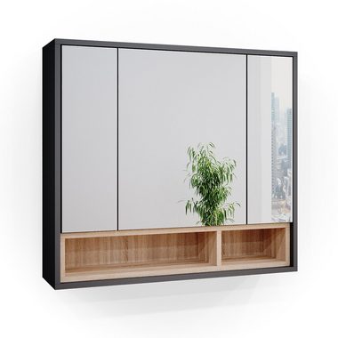 Vicco Spiegelschrank Badschrank Badspiegel BEATRICE 80cm Anthrazit / Sonoma