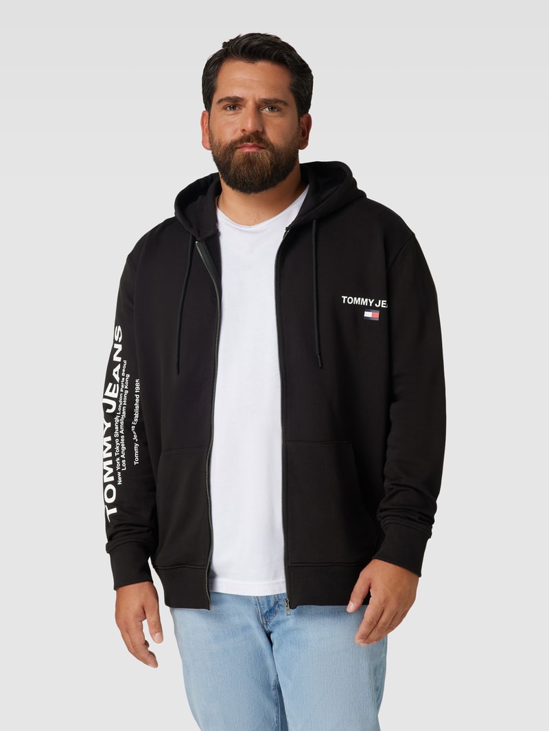 PLUS SIZE Sweatjacke mit Label-Print in schwarz