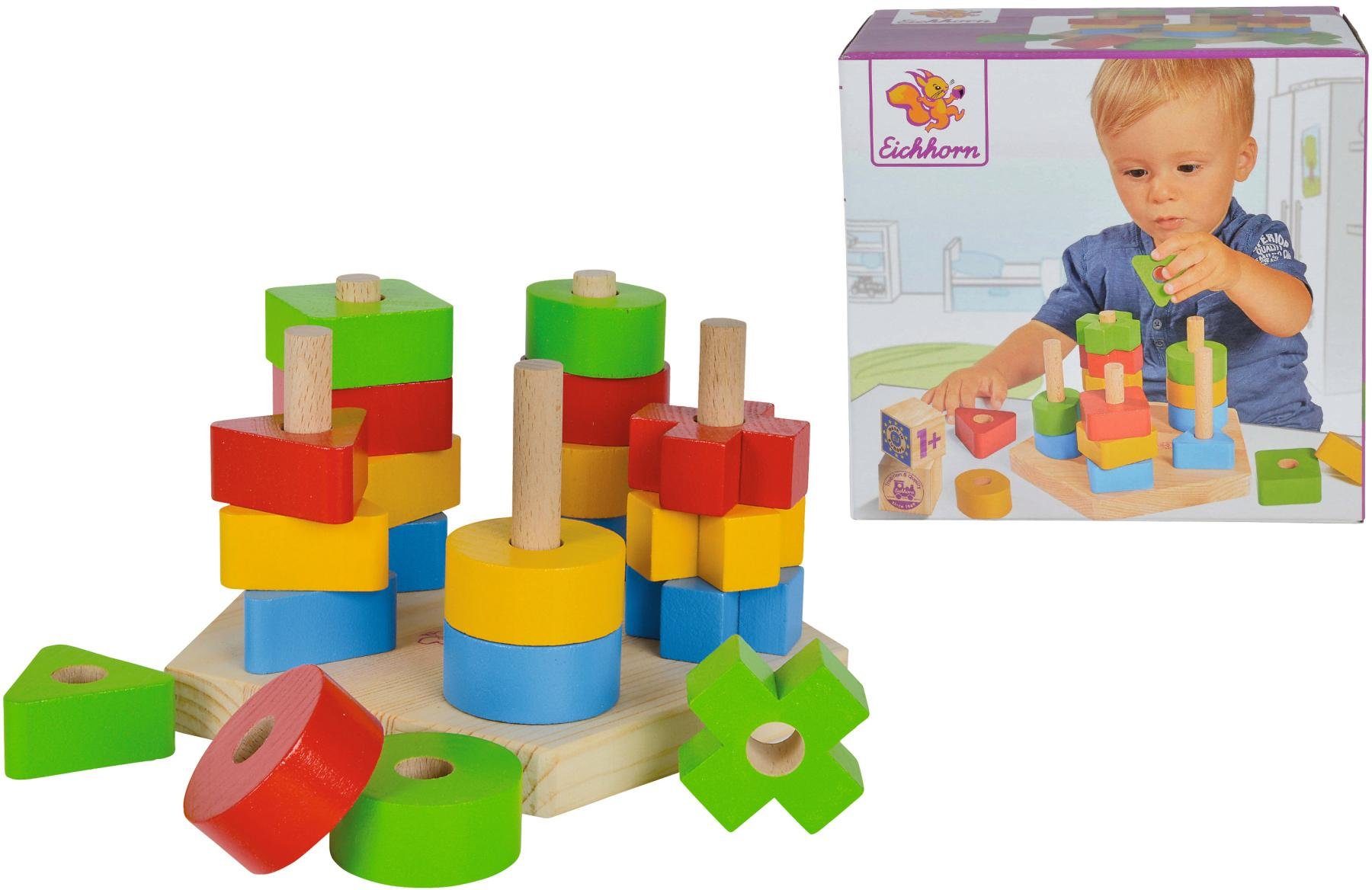 Eichhorn Steckspielzeug Holzspielzeug, Steckspiel, (Set, 21-tlg), aus Holz; Made in Europe
