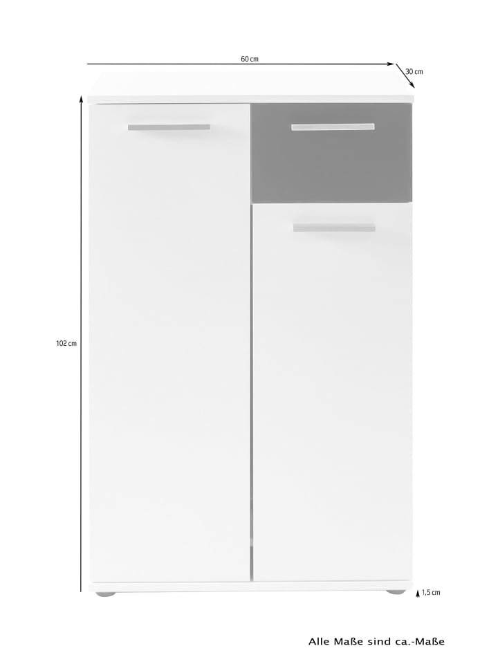 byLiving Schuhschrank Jakob in Weiß / Artisan Eiche - (B) 60 x (H) 102 x (T) 30 cm günstig kaufen onesize