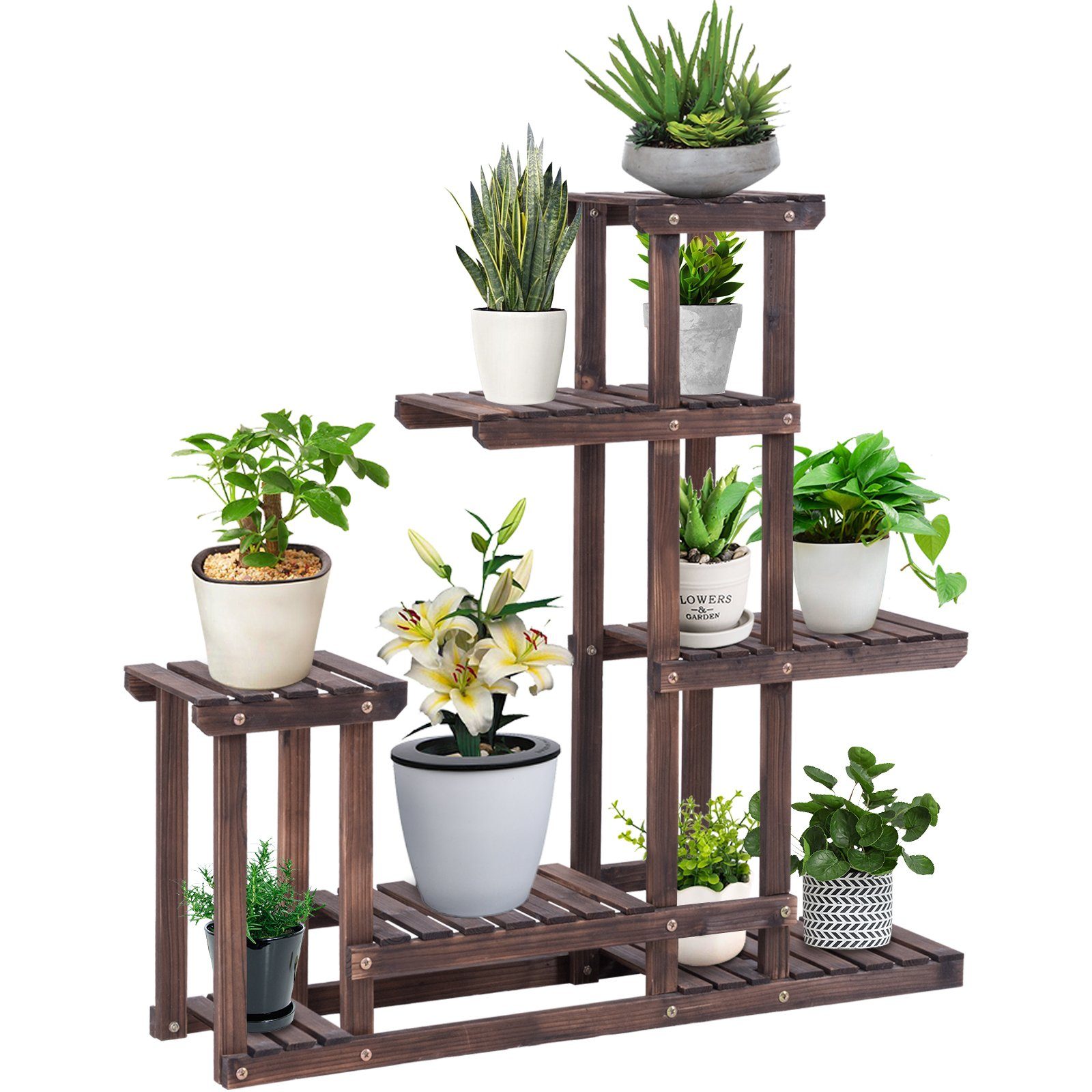 COSTWAY Blumenständer, mehrstöckig, 100x25x97cm, Holz