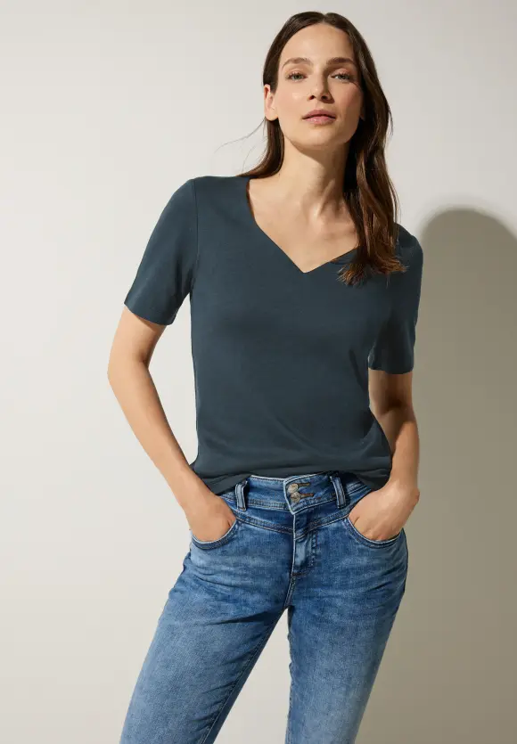 Street One T-Shirt mit Herz Ausschnitt