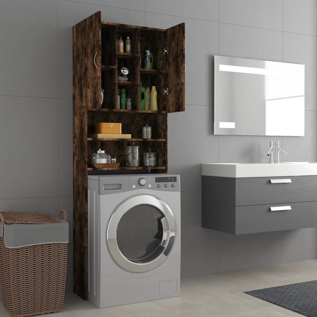 vidaXL Waschmaschinenumbauschrank Waschmaschinenschrank Räuchereiche 64x25,5x190 cm