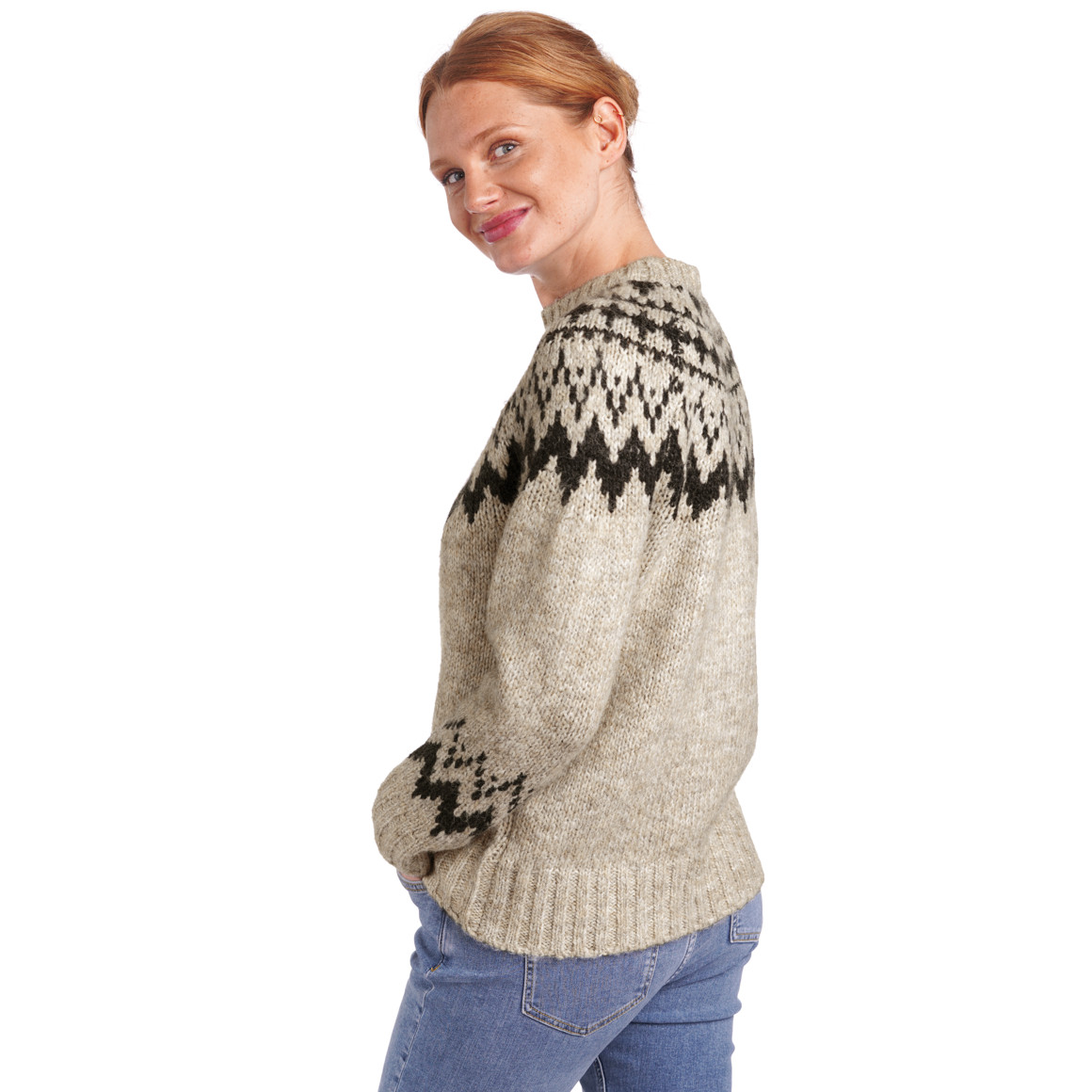Damen Strickpullover mit Norwegermuster