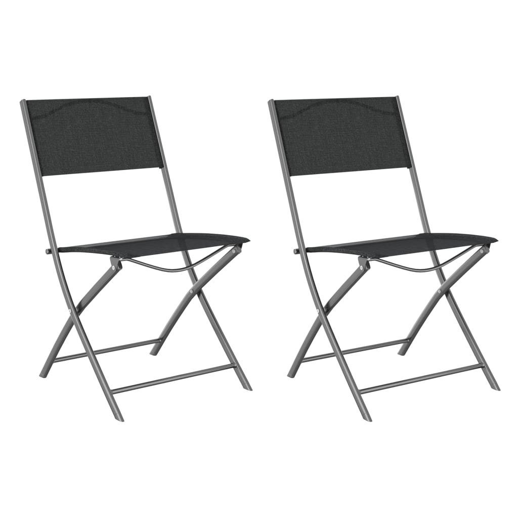 Tapferer Ping Gartenstuhl Klappbare Gartenstühle 2 Stk. Schwarz Stahl und Textilene (2 St)