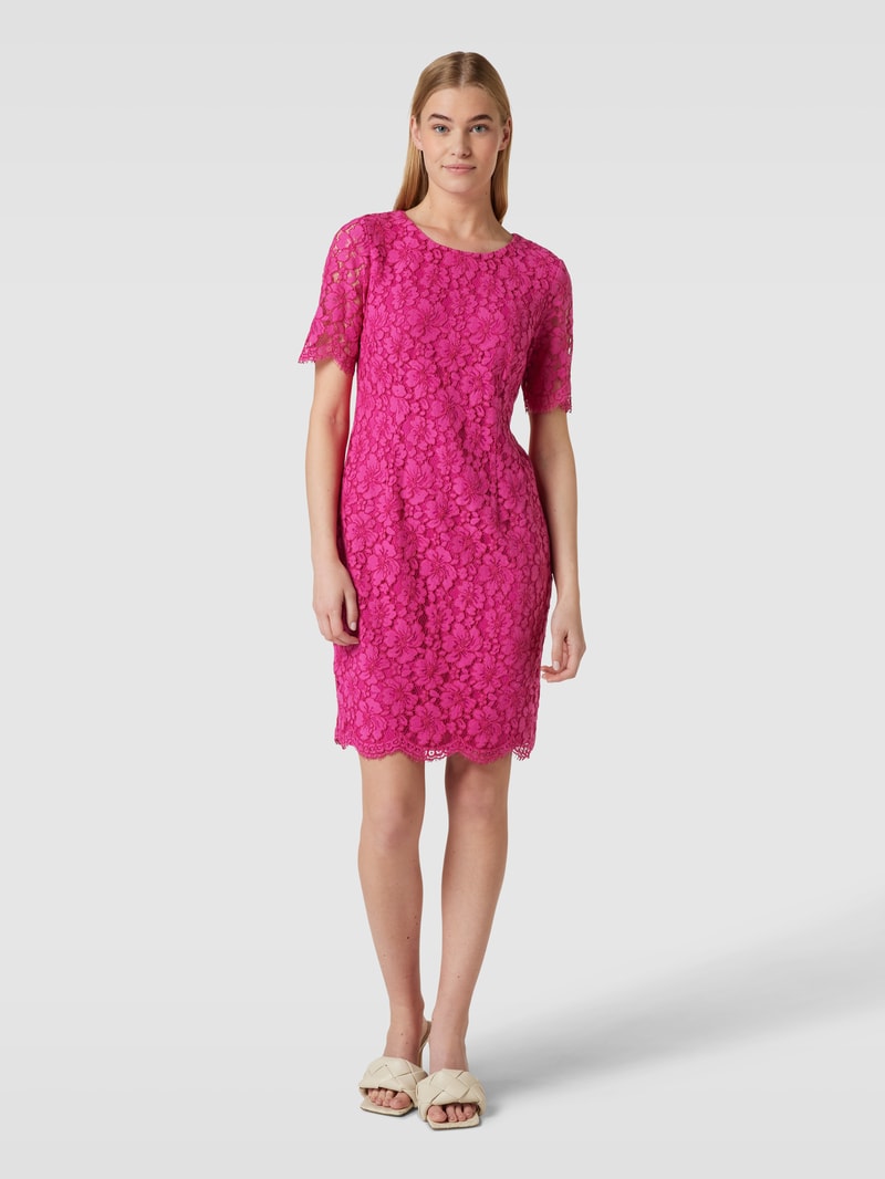 Cocktailkleid aus Spitze mit floralem Allover-Muster in pink
