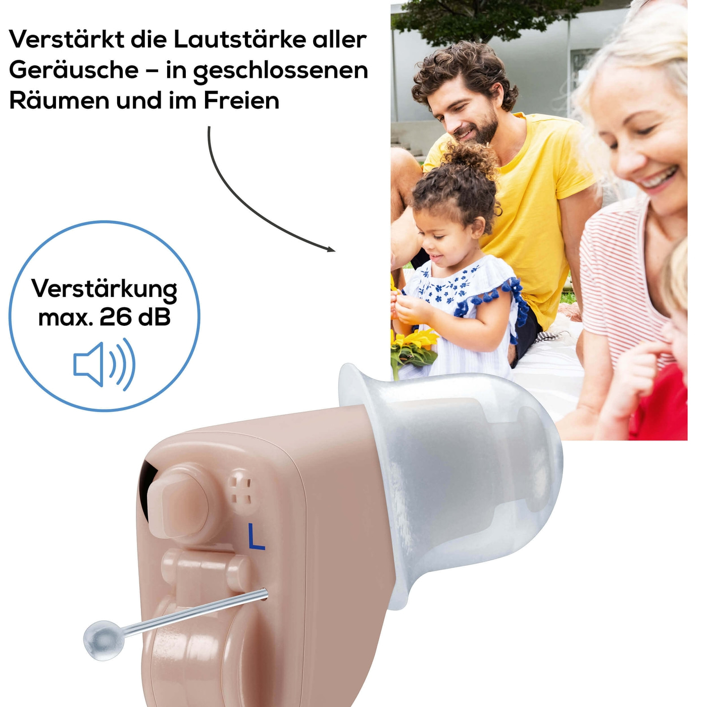 Beurer Hörhilfe HA 60 Pair-Hörhilfe mit extra kleiner Im-Ohr-Bauform mit 3 Aufsätzen für jeden Gehörgang