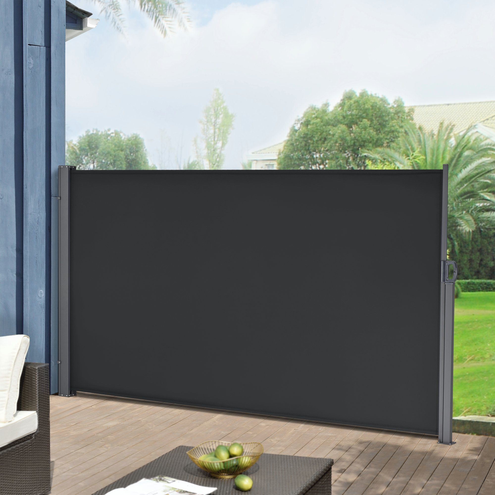 pro.tec Seitenmarkise Arrentela Sichtschutz 300 x 180 cm Schwarz