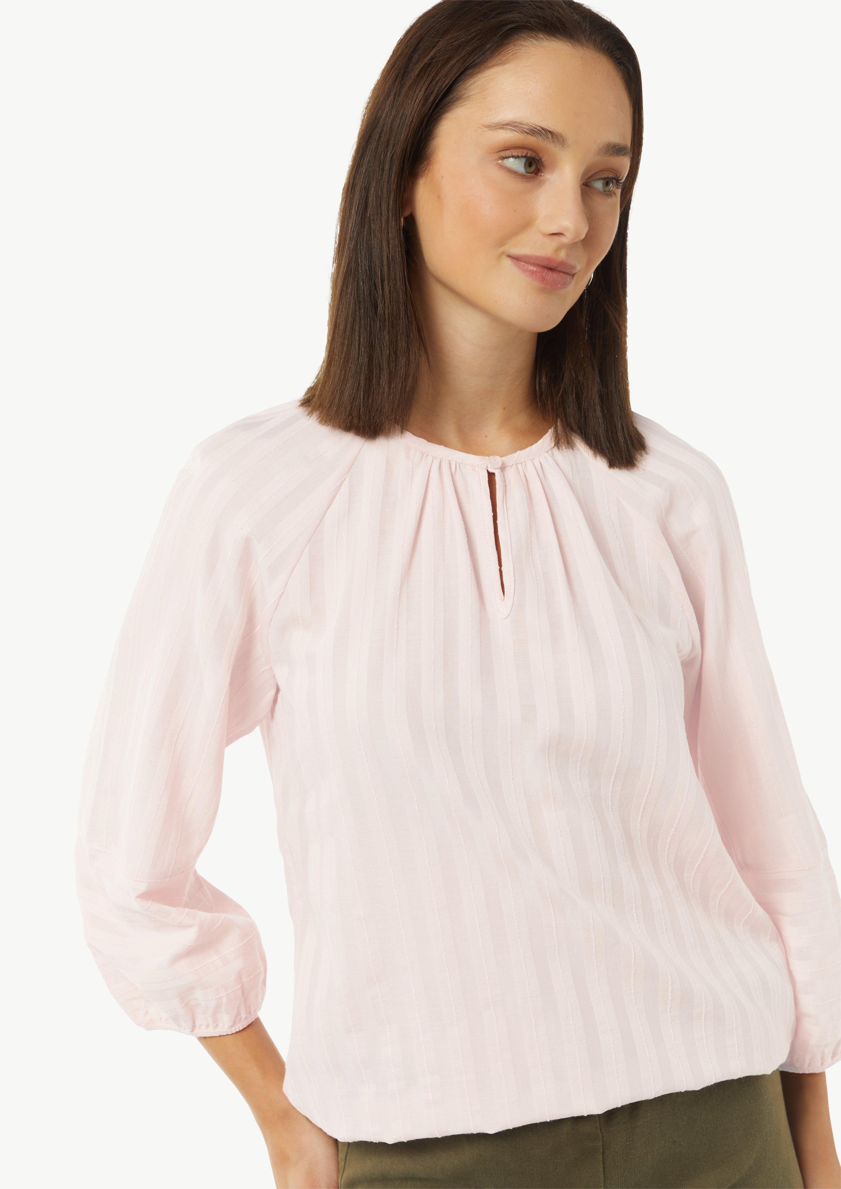 Tunika-Bluse aus Streifen-Jacquard - rosa