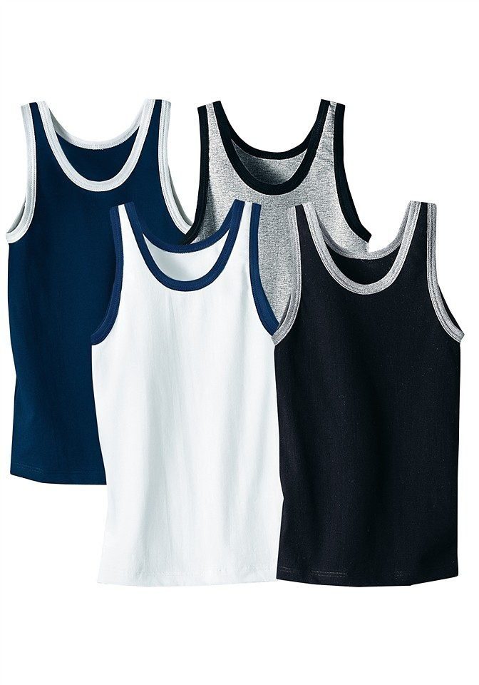 AUTHENTIC UNDERWEAR Unterhemd (Packung, 4-St) mit kontrastfarbigen Einfassungen