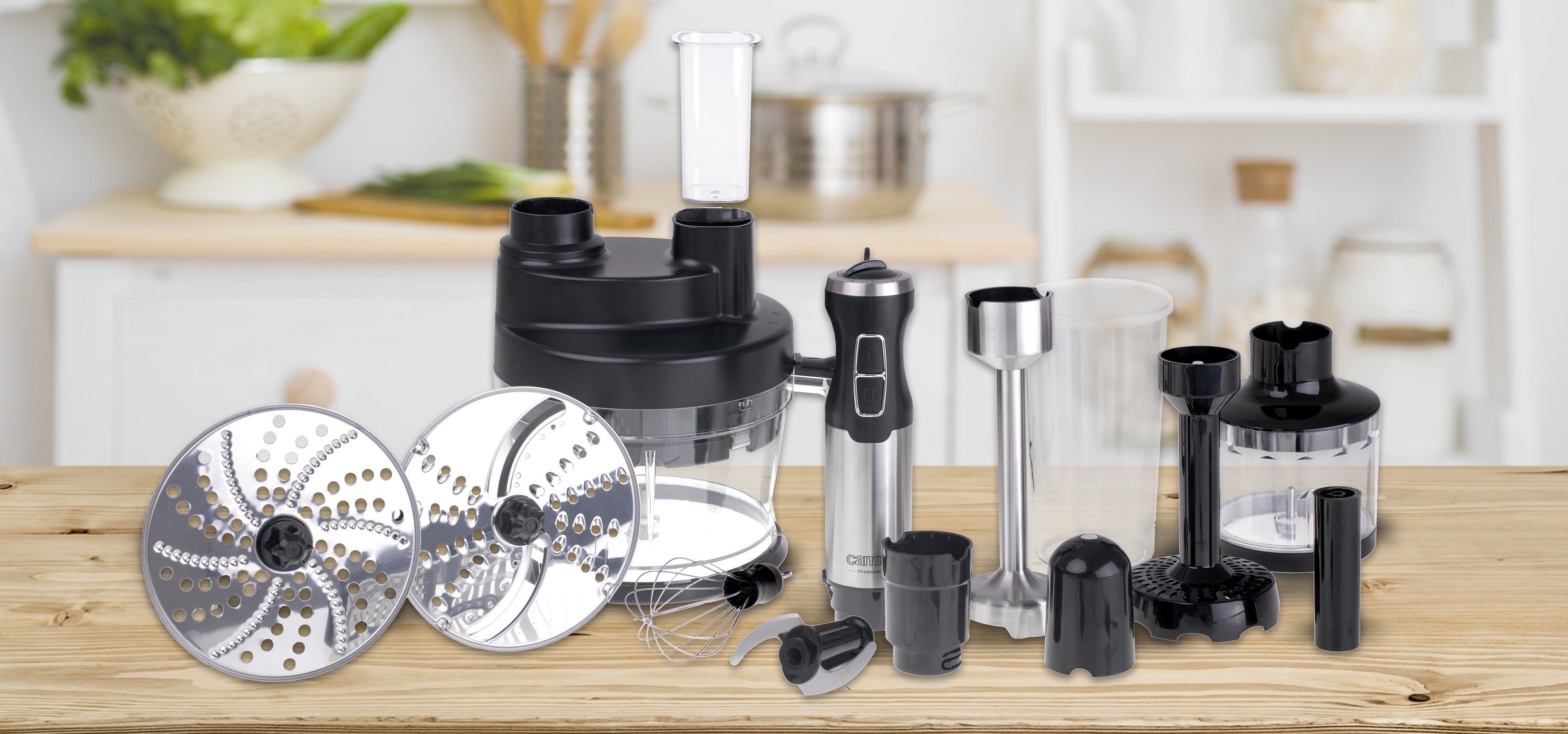 JUNG Handmixer CAMRY CR4623 Elektrische Stabmixer Set, Zerkleinerer Küche elektrisch, 1000,00 W, Multizerkleinerer Gemüseschneider Zwiebelschneider Stabmixer Pürieren