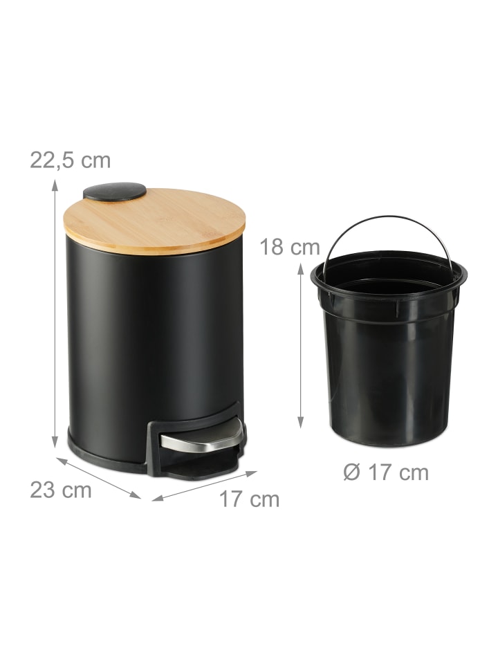 relaxdays Mülleimer Bad in Schwarz - 3 l günstig kaufen onesize