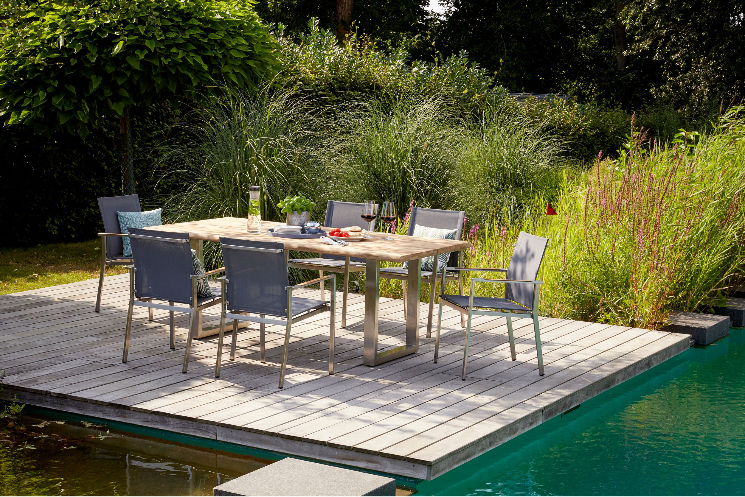 OUTDOORGartenstuhl Edelstahl/Teak