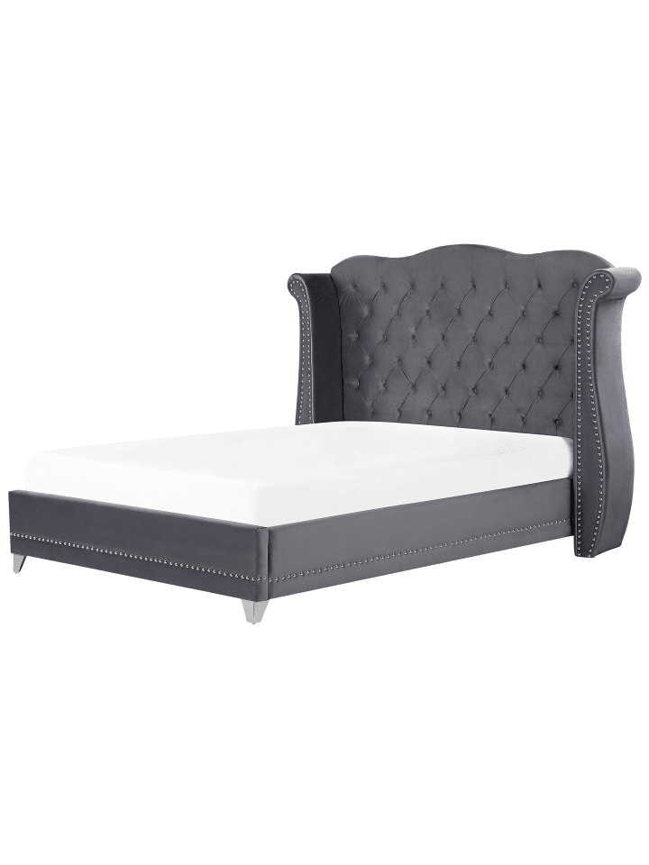 Beliani Doppelbett AYETTE in Grau - (W) 225 x (H) 154 x (L) 215 cm günstig kaufen onesize