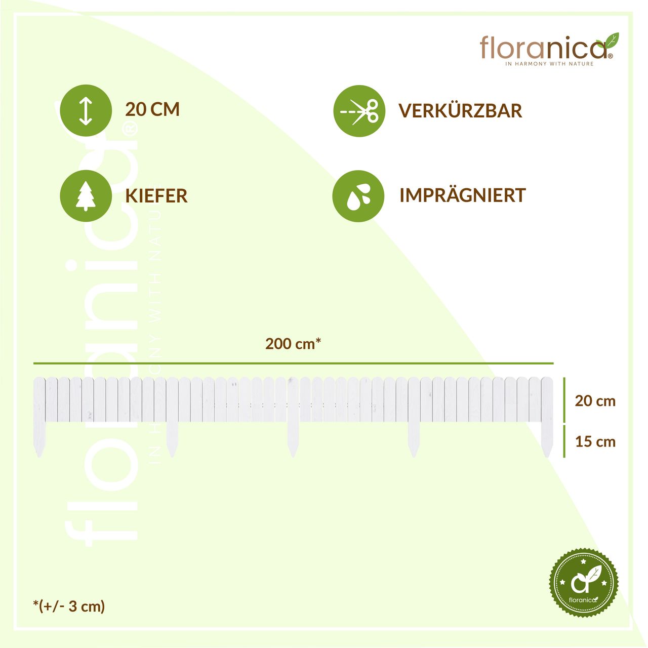 Pemicont Rollborder Flexibler Holzzaun Rolborder Beeteinfassung Rasenkante Gartenzaun