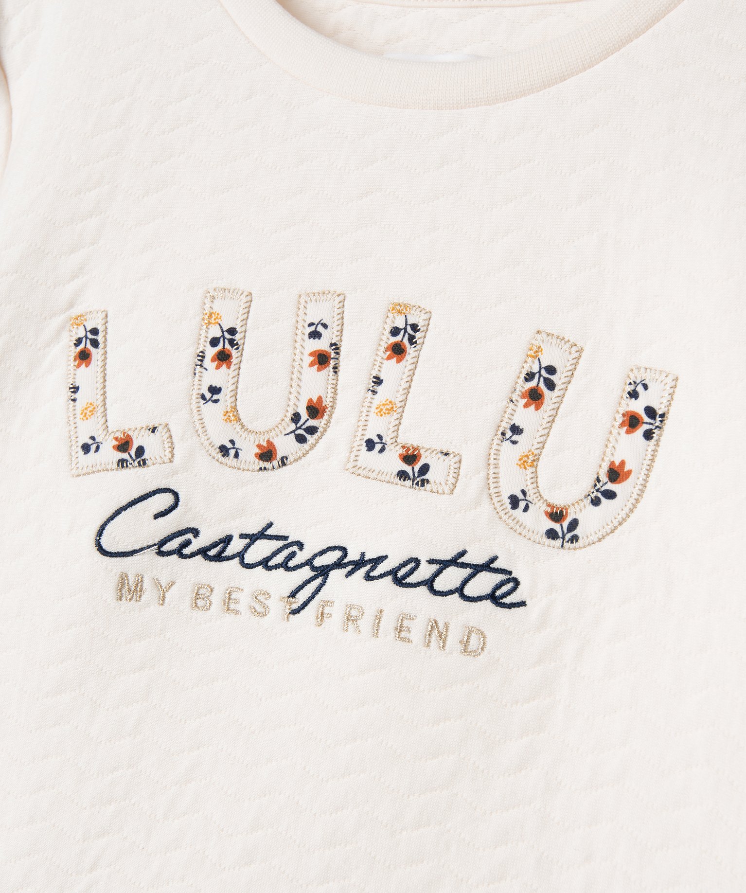 Sweat matelassé fille avec broderie - LuluCastagnette ecru | GEMO