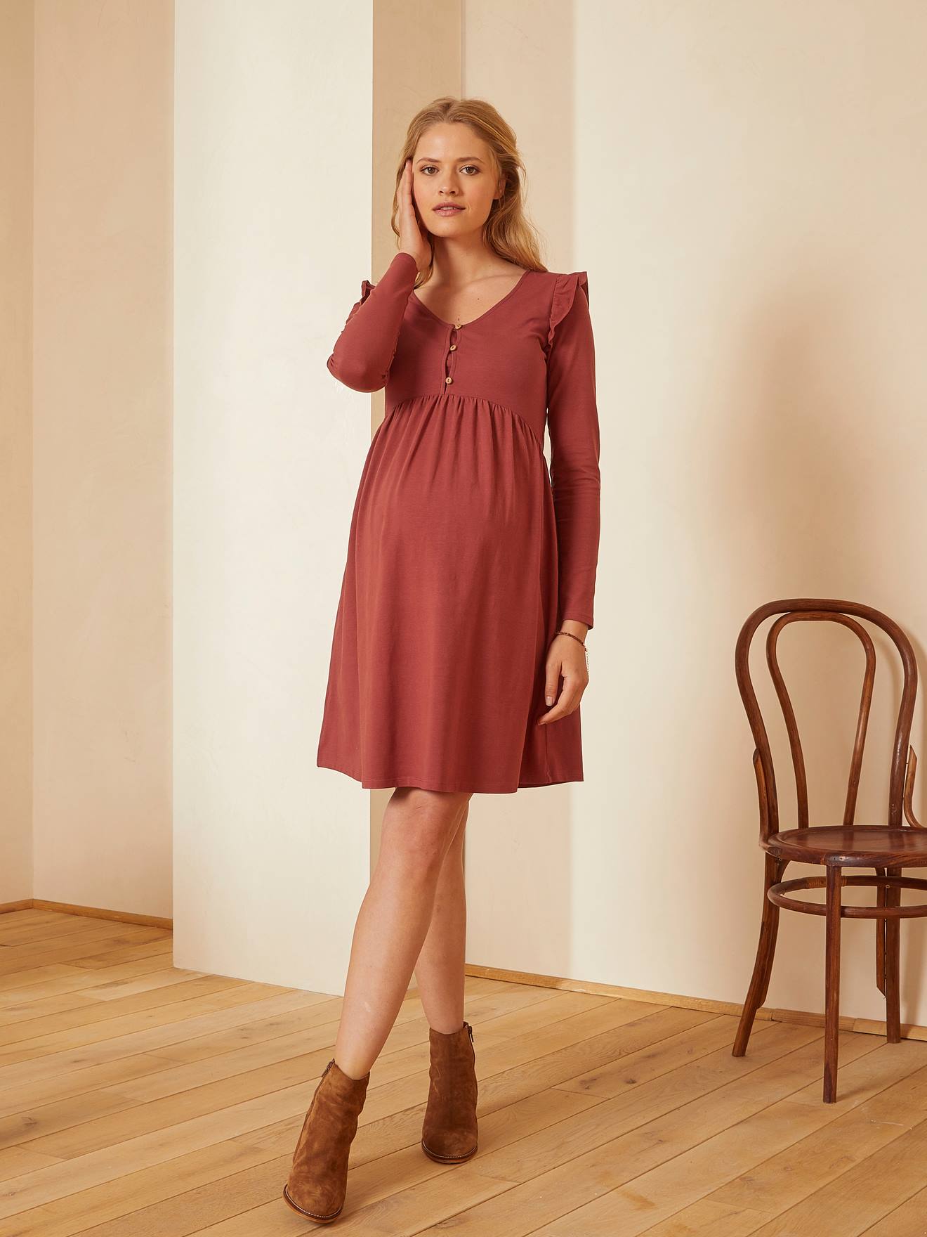 Vertbaudet Kurzes Kleid für Schwangerschaft & Stillzeit  Oeko-Tex - tannengrün