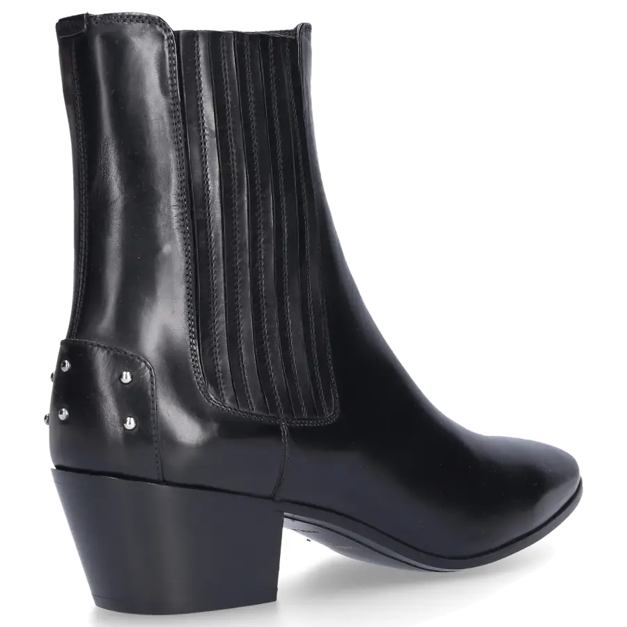 Saint Laurent - Stiefeletten WEST 45 Kalbsleder Logo schwarz - schwarz