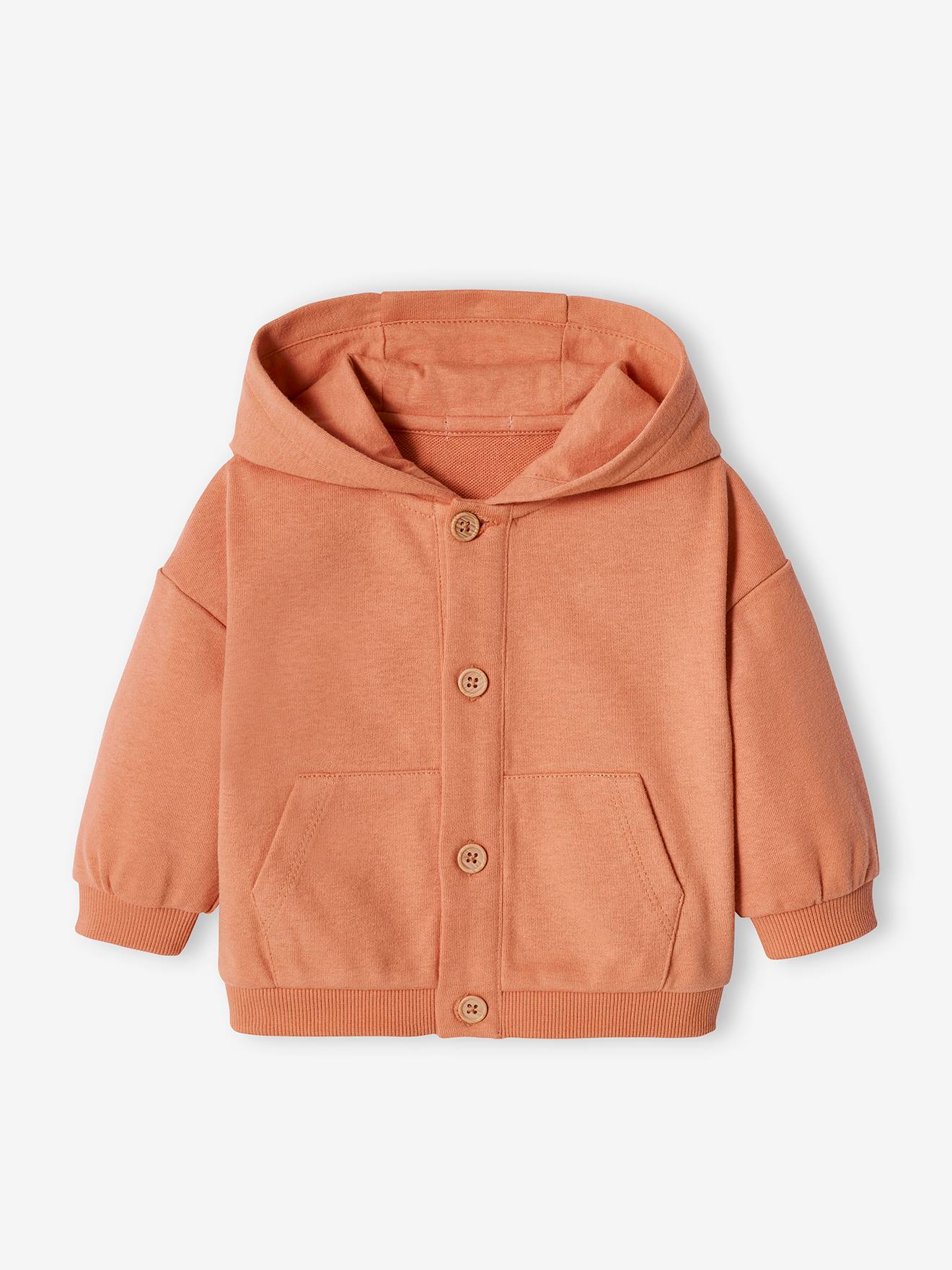 Cardigan à capuche bébé en molleton rouille