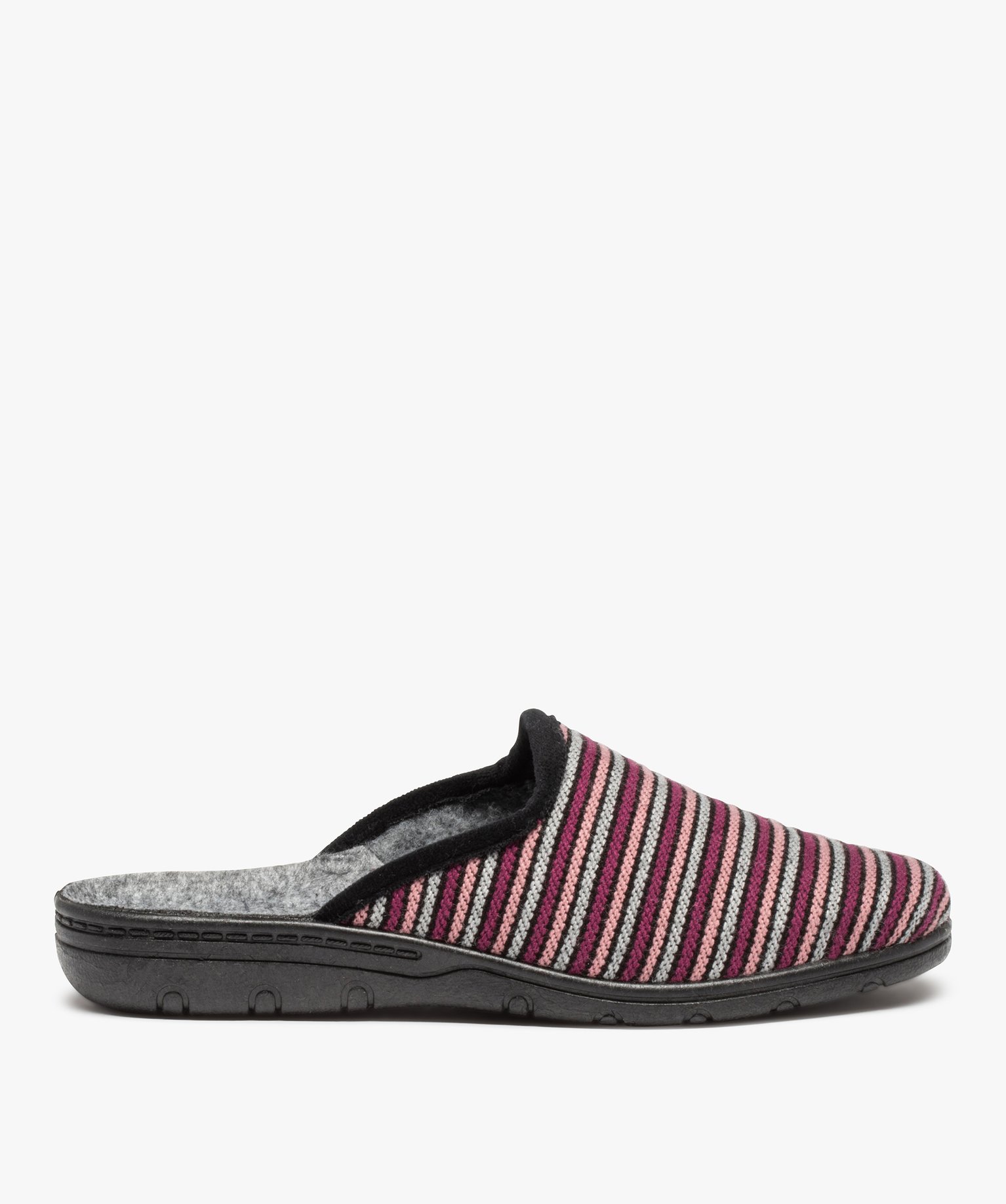 Chaussons femme mules confort dessus tissé gris | GEMO
