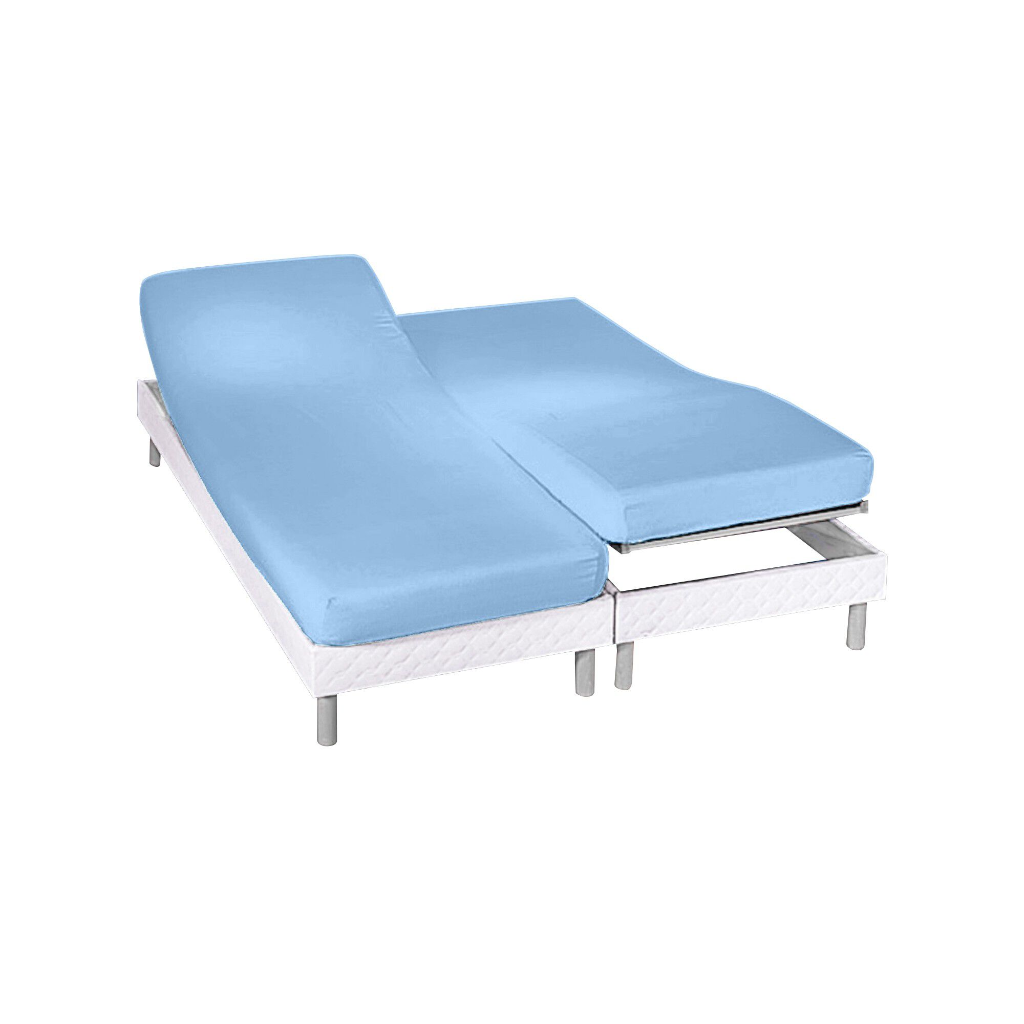 Drap-housse uni sommier articulé flanelle bonnets 26 cm