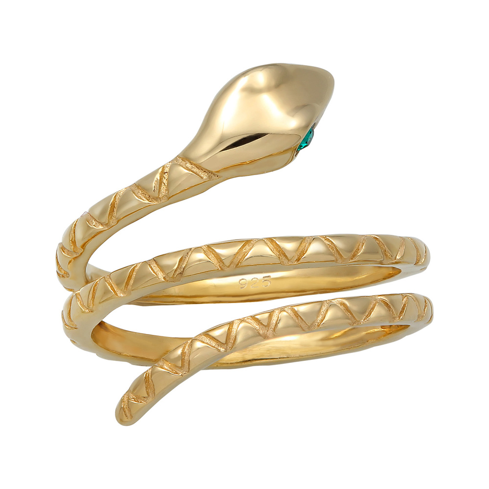 Elli Elli Bague Femmes Serpent Pinky Moderne avec Cristaux en Argent Sterling 925 Plaq Bague
