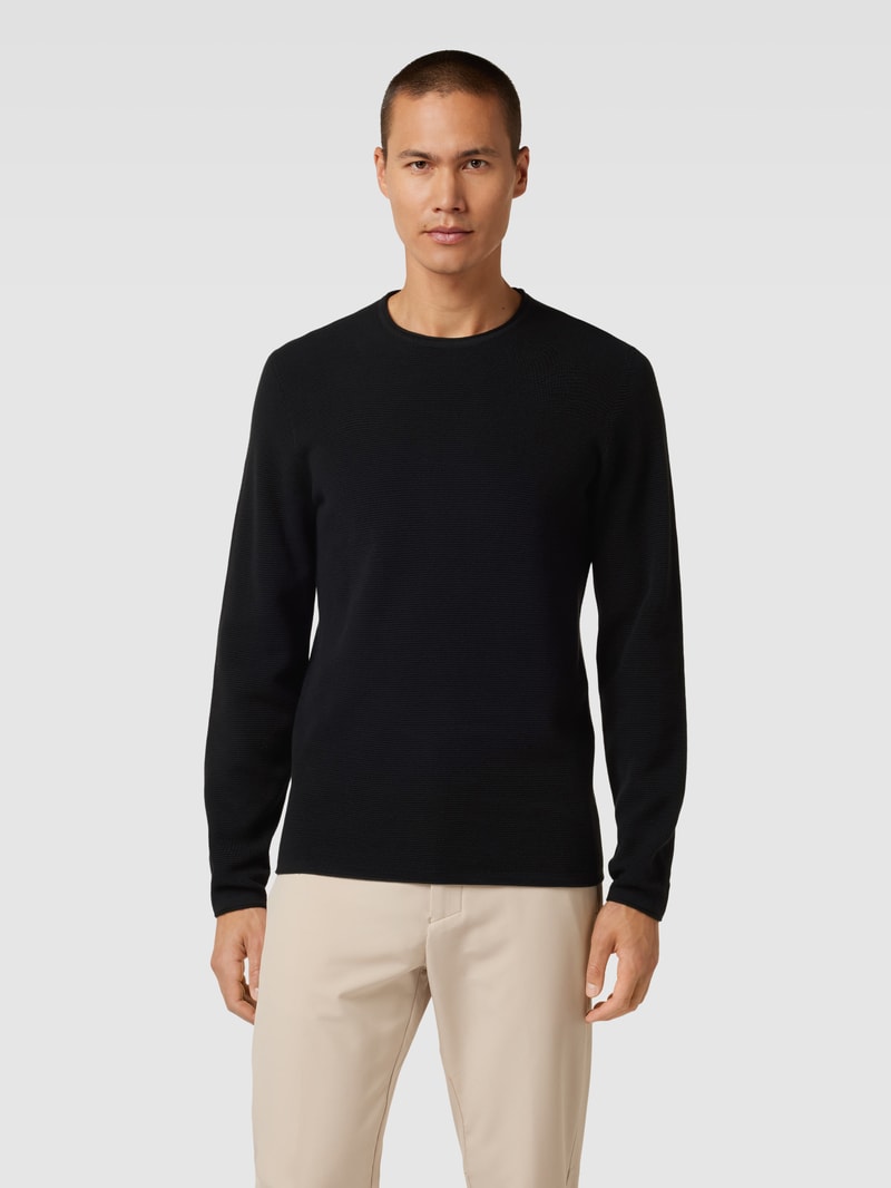 Strickpullover mit Rundhalsausschnitt in schwarz