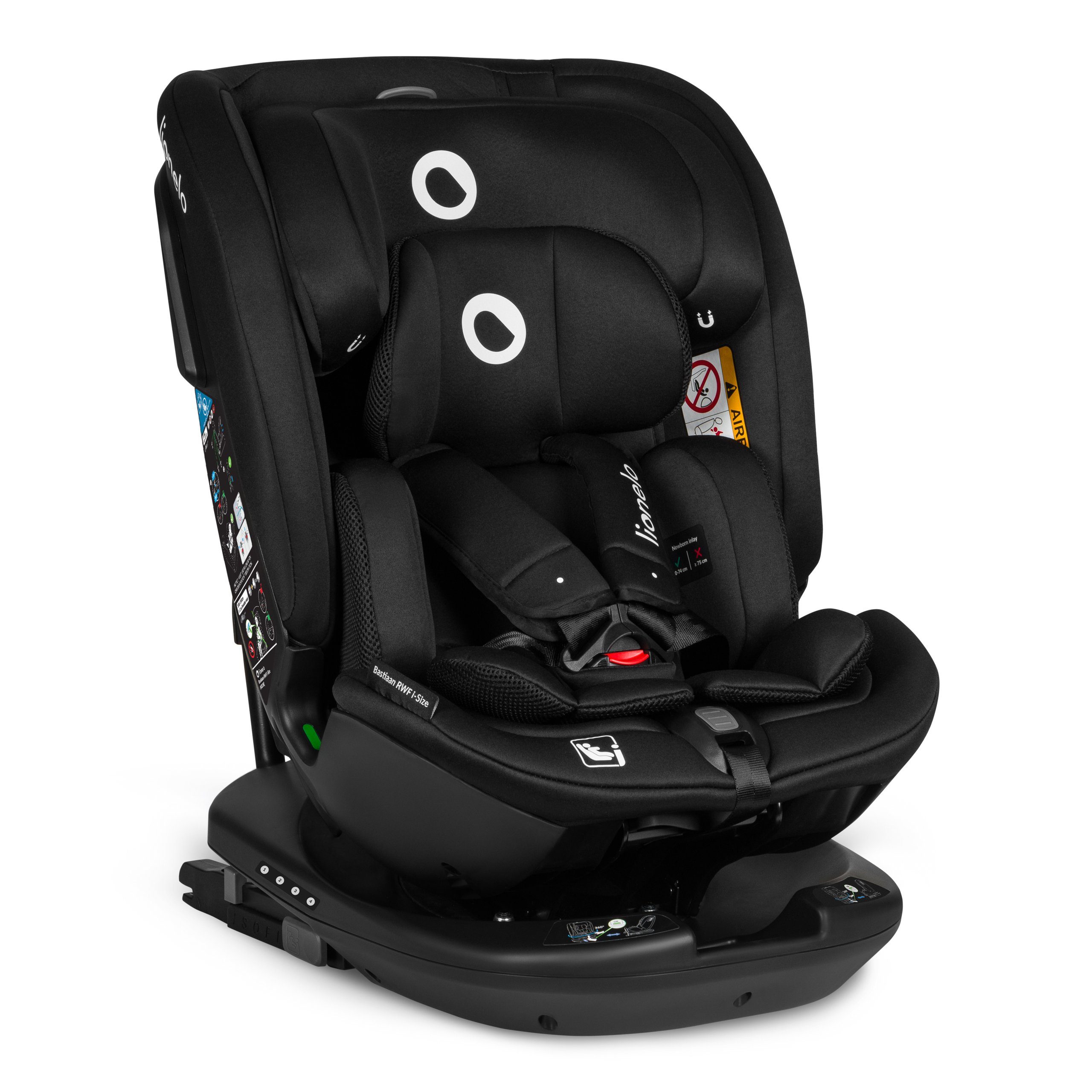 lionelo Autokindersitz Bastiaan RWF i-Size, ab: ab 0, bis: bis 150 cm (36kg), ab: 0,00 kg, bis: 36,00 kg, (Set), 4 Sitze in 1/360' drehbare Basis / ISOFIX / Top-Tether