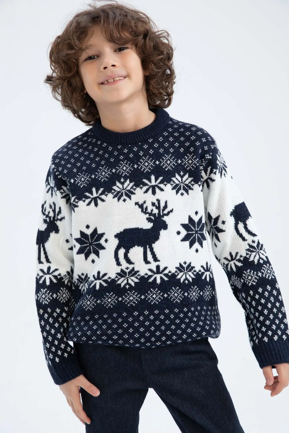 DeFacto  Jungenpullover mit Rundhalsausschnitt und Neujahrsmotiv